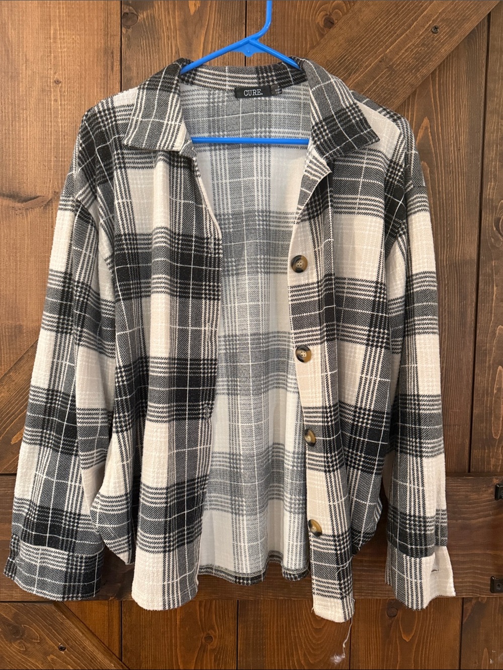 Cure Black & White Plaid Button-Front Shirt Jacket